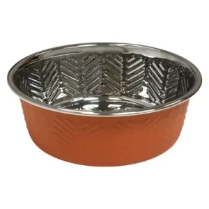 Fog City Pet Orange Premium Chevron Embossed Dog Bowl