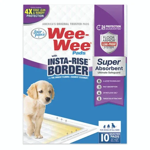 Four Paws Four Paws Wee-Wee Super Absorbent Dog Pee Pads with Insta-Rise? Border Insta-Rise Border 10 Count - Image 2