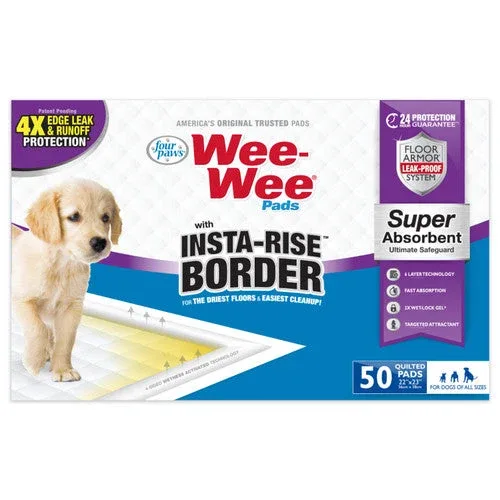 Four Paws Four Paws Wee-Wee Super Absorbent Dog Pee Pads with Insta-Rise? Border Insta-Rise Border 50 Count - Image 2