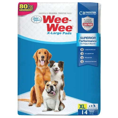 Four Paws Four Paws Wee-Wee Superior Performance X-Large Dog Pee Pads XL 14 Count - Image 2