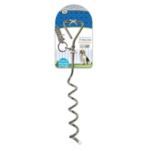 Four Paws Walk About Tie-Out Dog Spiral Stake Silver No Cable