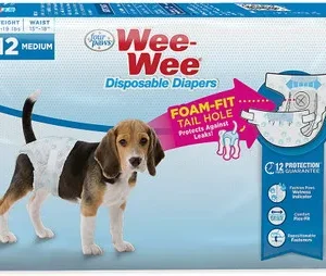 Four Paws WeeWee Disposable Dog Diapers 1ea/Medium 12 ct