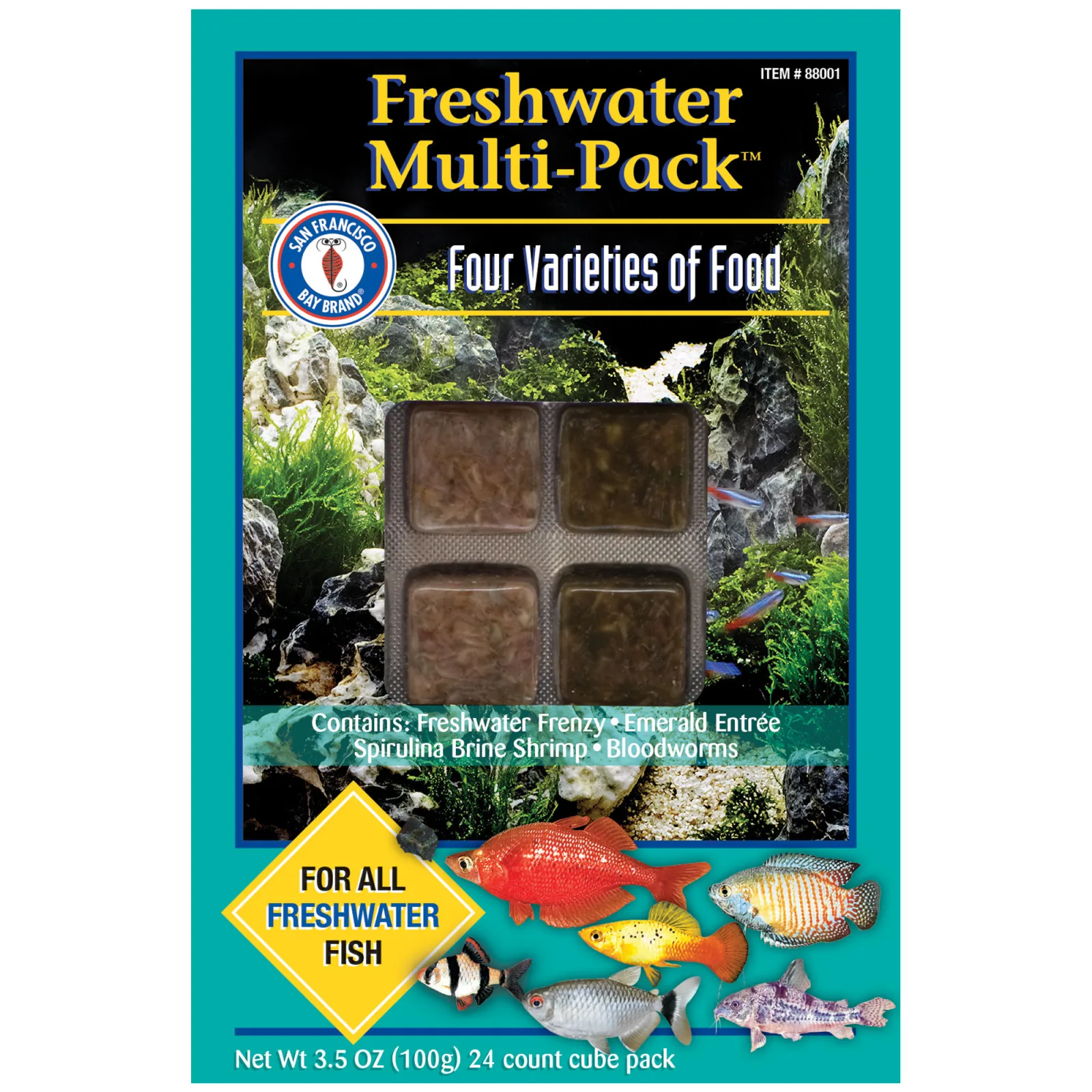 Frozen Freshwater Multi-Pack Fish Food (24 cubes, 3.5 oz) - San Francisco Bay Brand