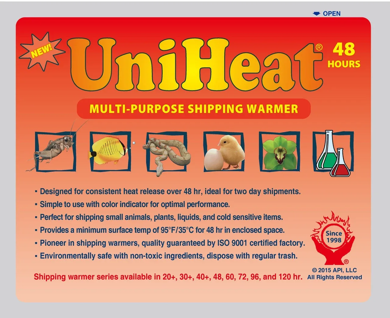Full Case (120 Units) 48+ Hours Uniheat Heat Pack Shipping Warmer - Uniheat