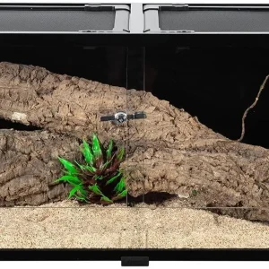 Full Tempered Glass 64 Gallon Reptile Terrarium 48" X 18" X 18", Black-Tinted ECO-Terrarium to Reduce Stress RKF0315B