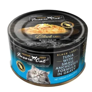 Fussie Cat Black Label Premium Tuna w/ Small Anchovies Formula in Gravy Canned Cat Food
