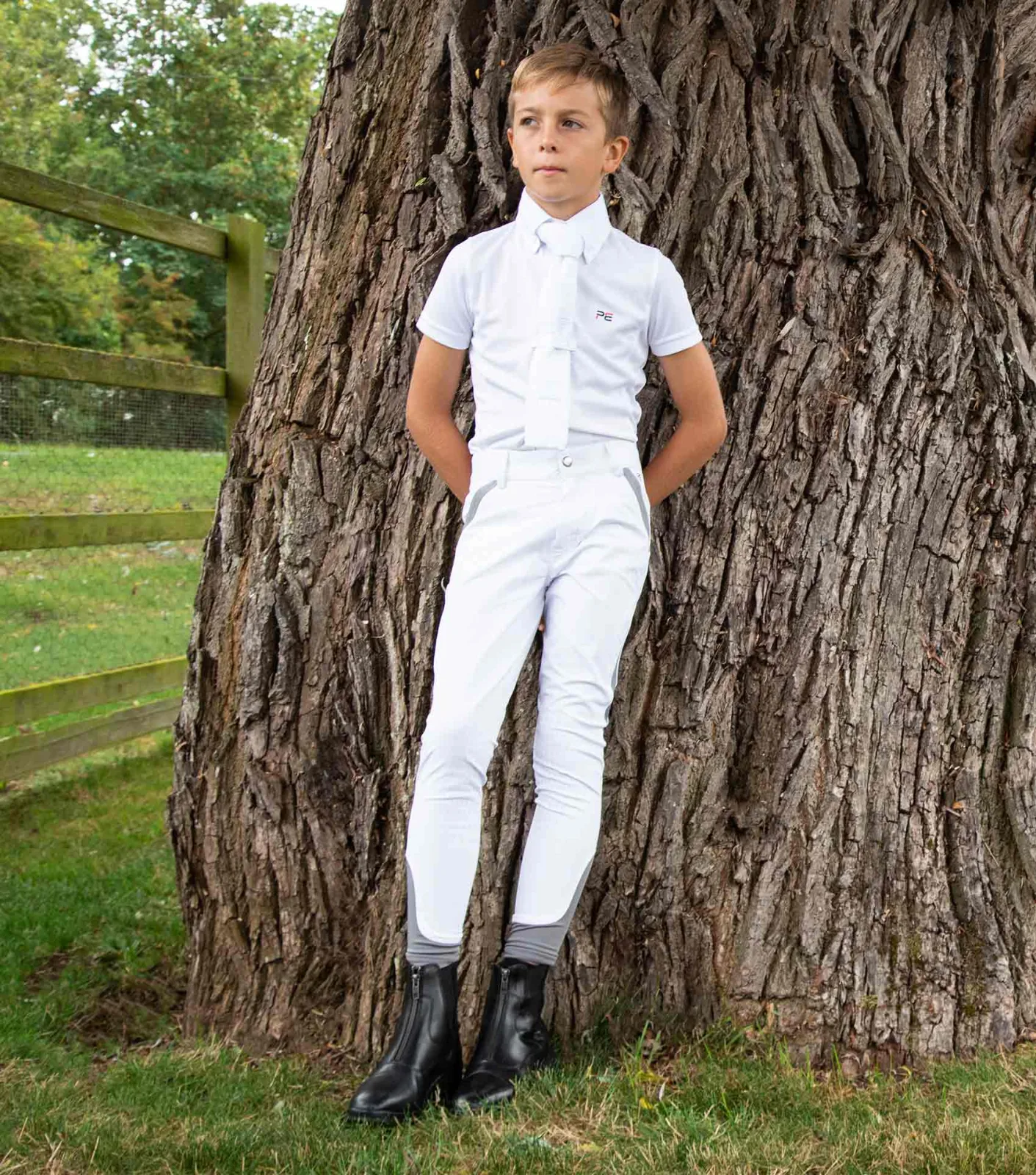 Gando Boys Gel Knee Competition Riding Breeches White - Image 2