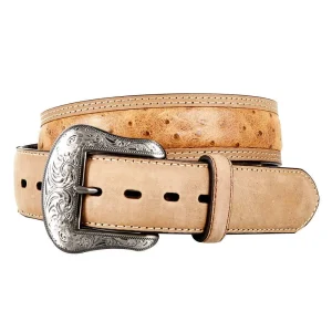 Gem Dandy Accessories Men's Rustic Ostrich Print Brown/Tan Belt