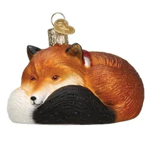 Glass Fox in Scarf 3.5in Ornament