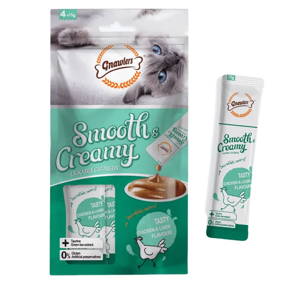 Gnawlers Chicken and Liver And Mussel Flavour Creamy Cat Treats Combo - Image 2