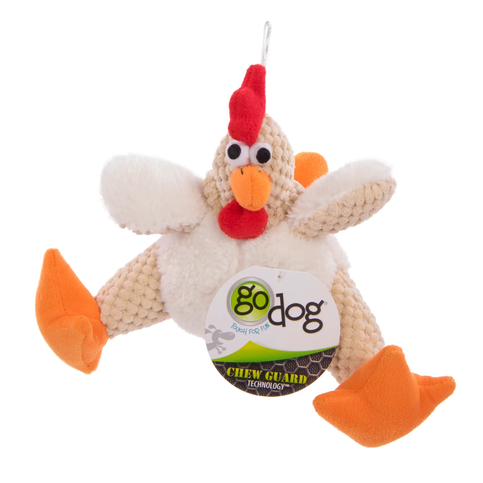 Go Dog Checkers Fat White Rooster with Chew Guard Technology Durable Plush Squeaker Dog Toy White - Image 2