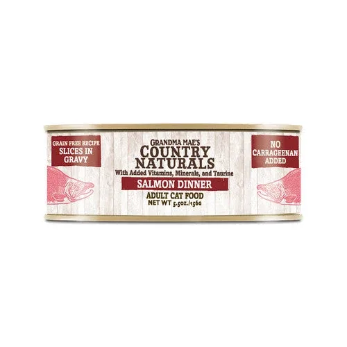 Grandma Mae's Country Naturals Grain Free Non-GMO Cat Food Wet Cat Food Salmon Dinner in Gravy 5.5oz 24pk - Image 2
