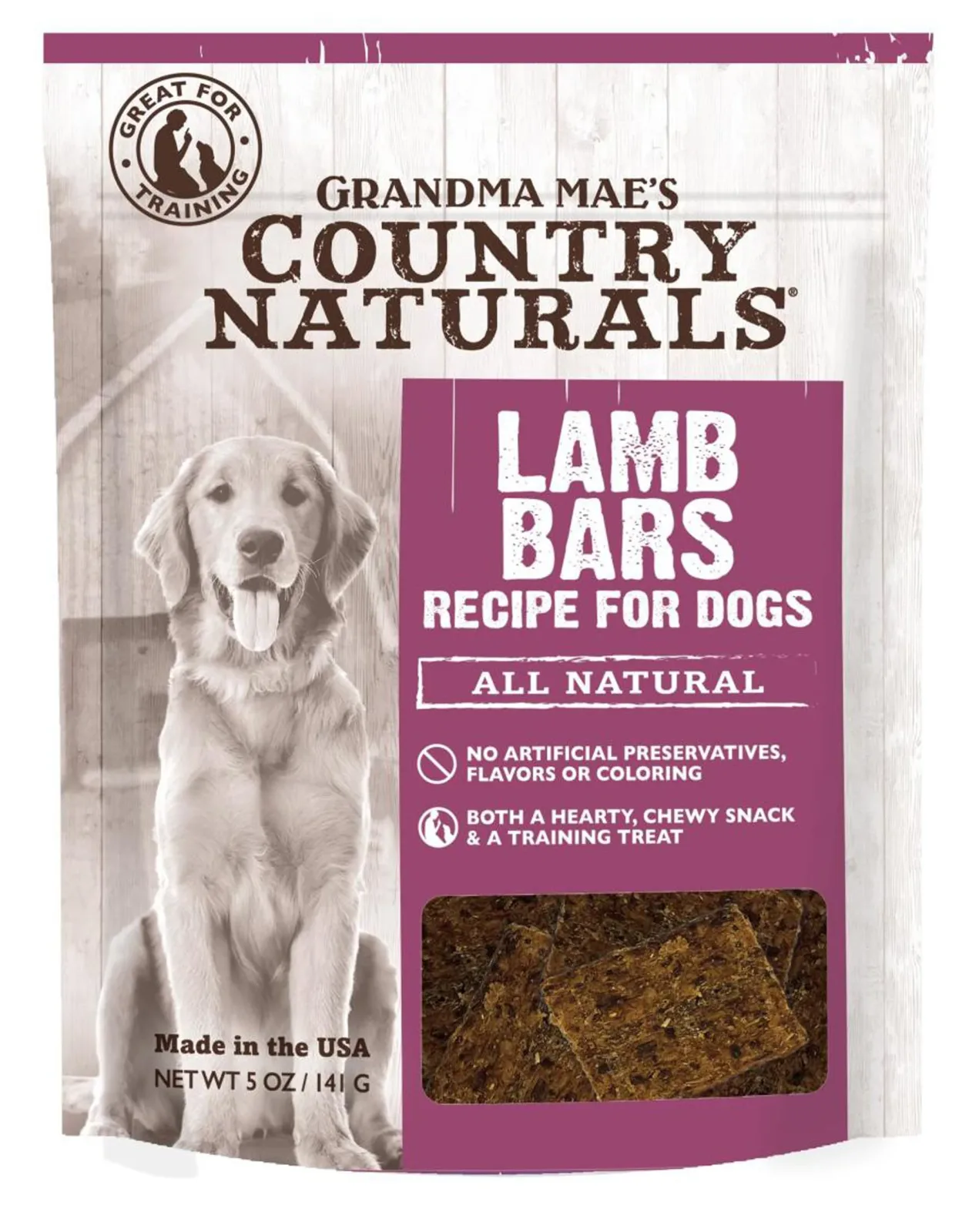 Grandma Mae's Country Naturals Lamb Bars Dog Treats 5 oz