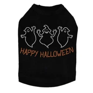 Happy Halloween Ghost Rhinestones Tank Top - Many Colors