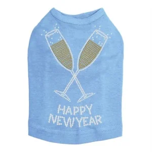 Happy New Year Champagne Glasses Rhinestones Tank- Many Colors