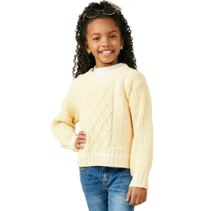Hayden Girl's Yellow Cable Knit Sweater