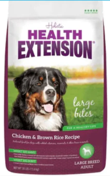 Health Extension Chicken & Brown Rice Large Bites Dry Dog Food 30lb Bag