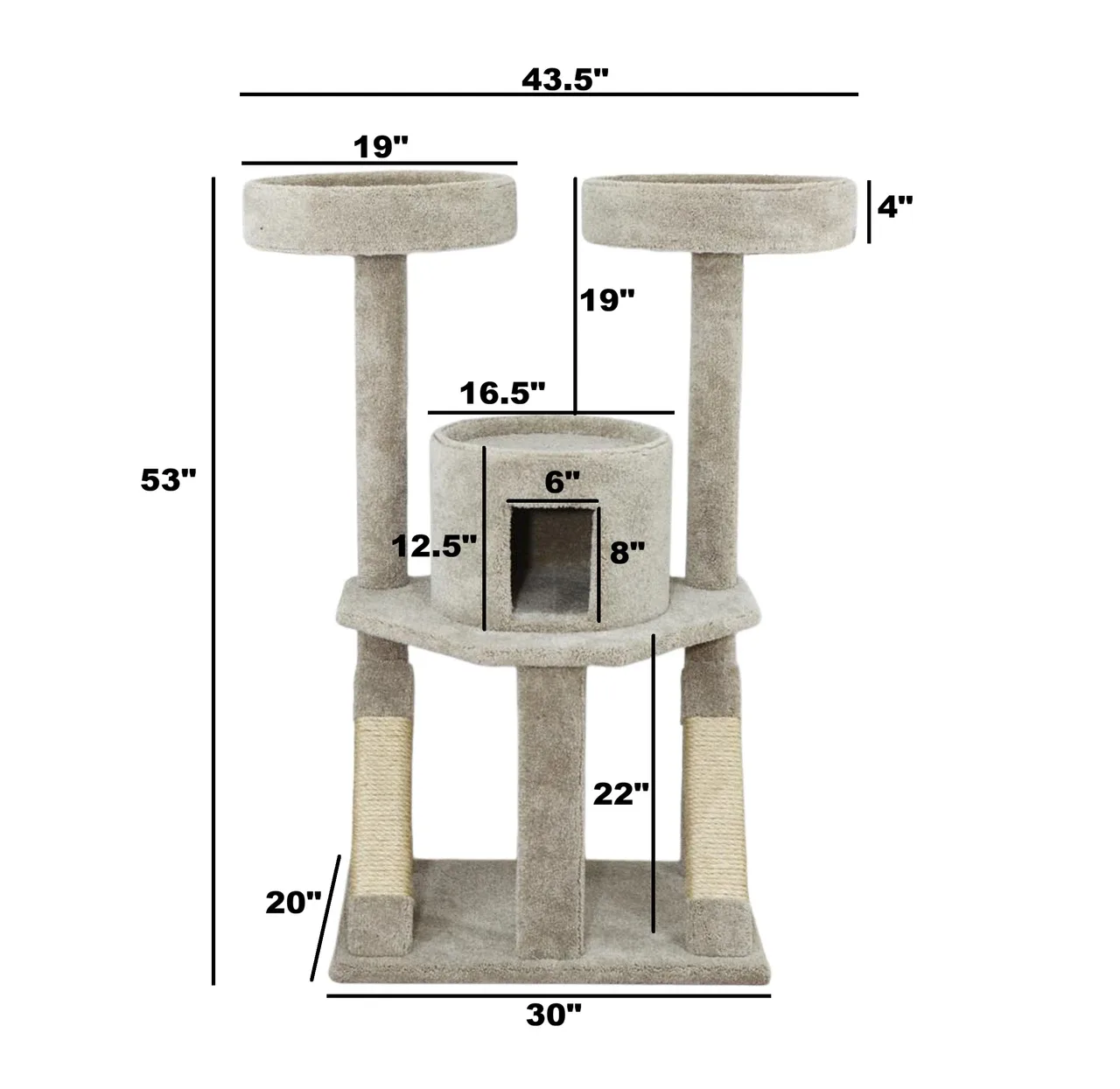 Heavy-Duty Cat Tree with Enclosed House – Solid Wood Tower for Large Cats & Multi-Cat Homes - Image 2