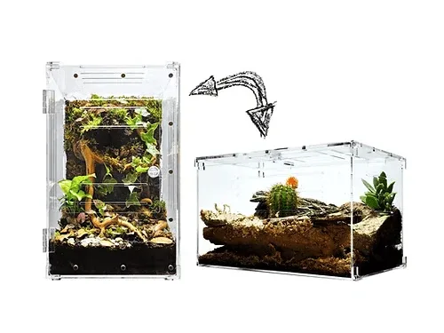 Herpcult Acrylic Enclosure Two-Way Large 10"x10"x16" (Arboreal) or 16"x10"x10" (Terrestrial)