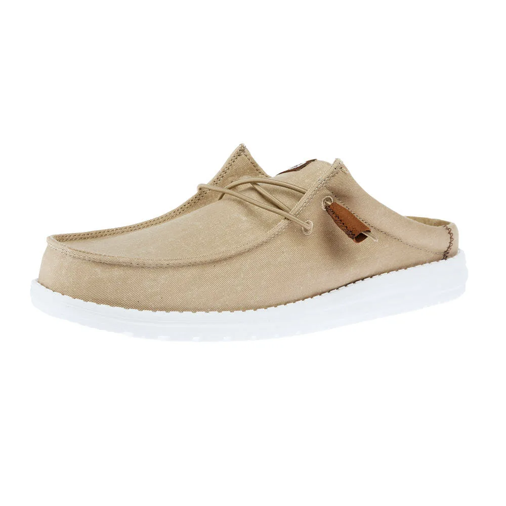Hey Dude Men`s Tan Wally Slip Stretch Canvas Casual