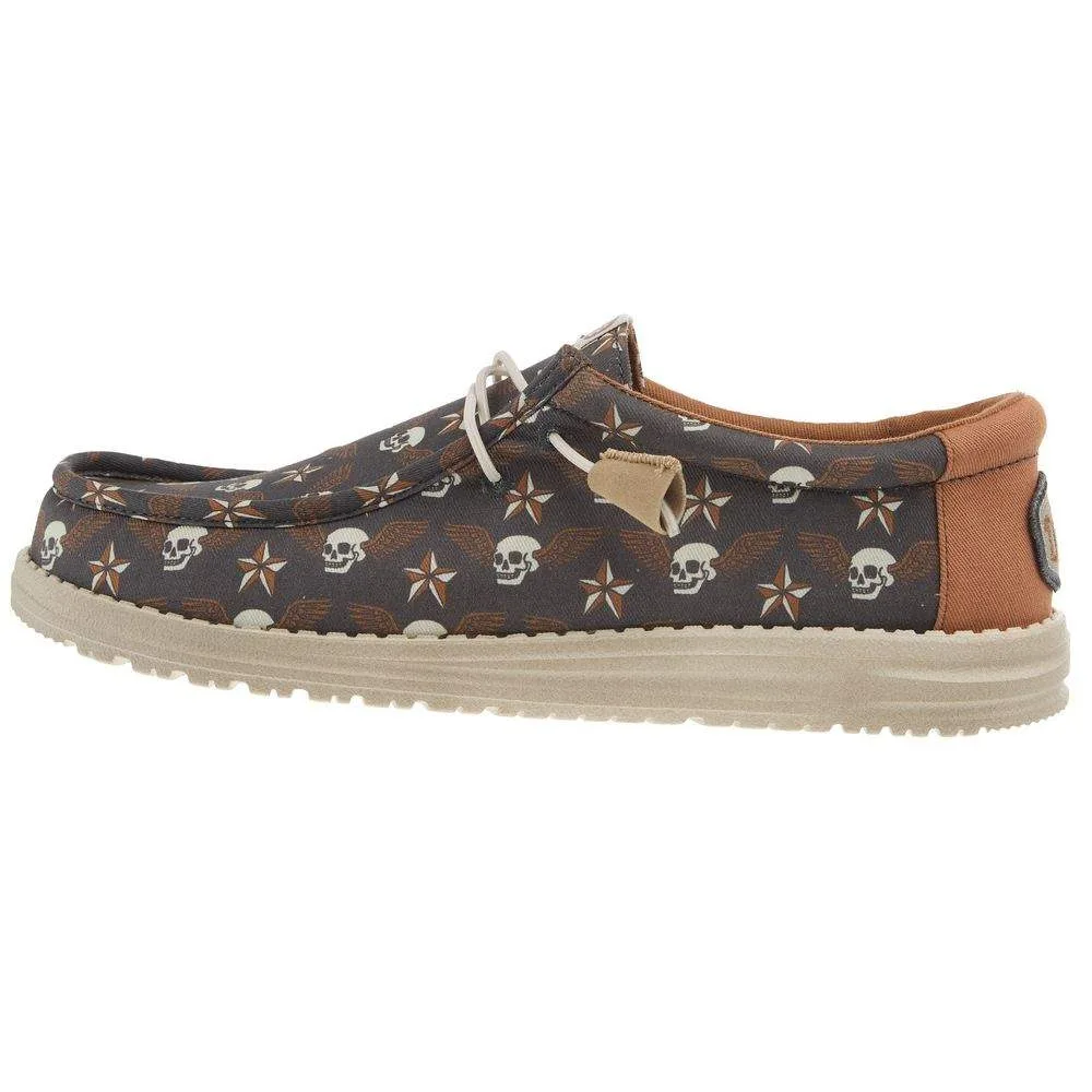 Hey Dude Mens Wally Stars N Skulls Print Casual Shoe - Image 2