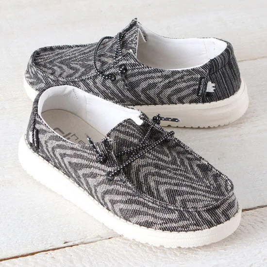 Hey Dude Wendy Woven Zebra Black Stripe Shoes