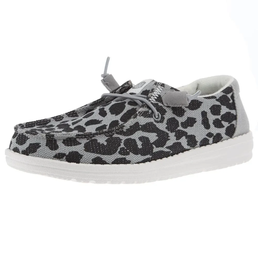 Hey Dude Womens Wendy Leopard Sparkle Black/Grey Casual