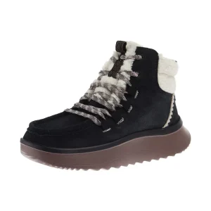 Hey Dude Women's Wendy Peak Apres Suede Black and Tan Lace Up Casual