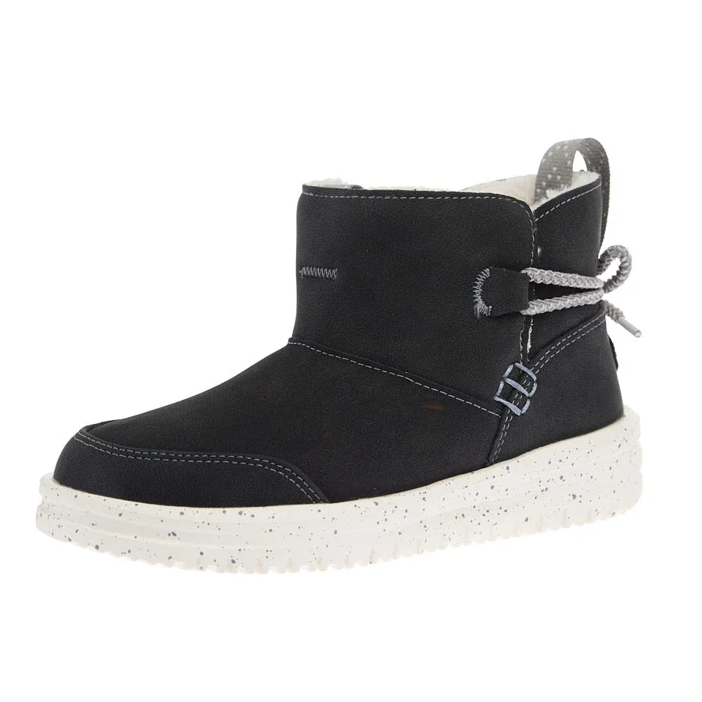 Hey Dude Youth Black Camden Bow Cozy Boot