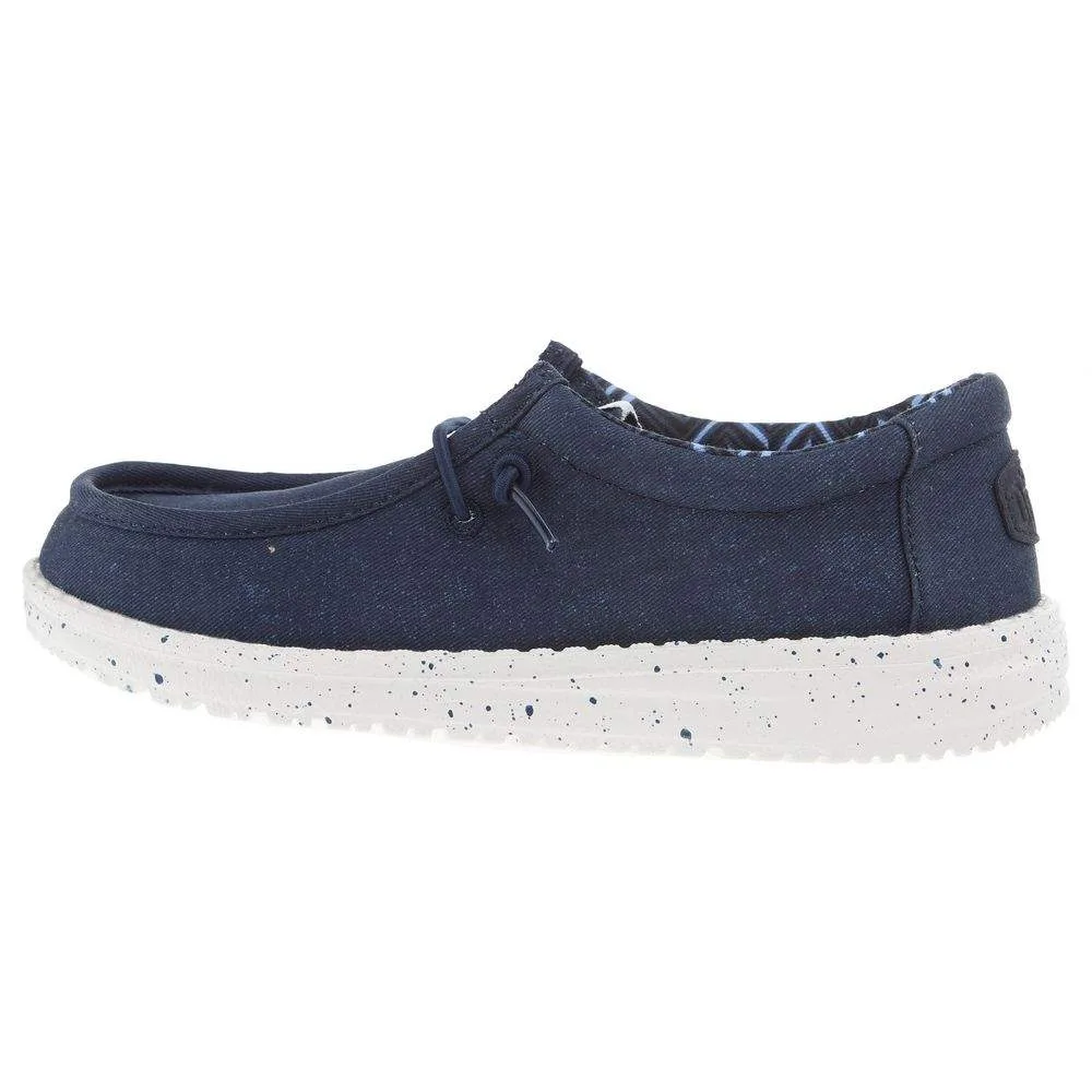 Hey Dude Youth Wally Canvas Navy Casual Shoe - Image 2