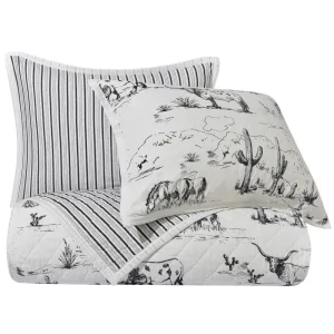 Hiend Accents Full/Queen Ranch Life Western Toile Reversible Quilt Set