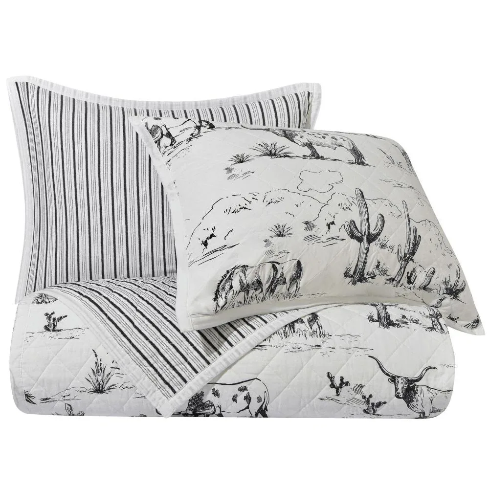 Hiend Accents Full/Queen Ranch Life Western Toile Reversible Quilt Set