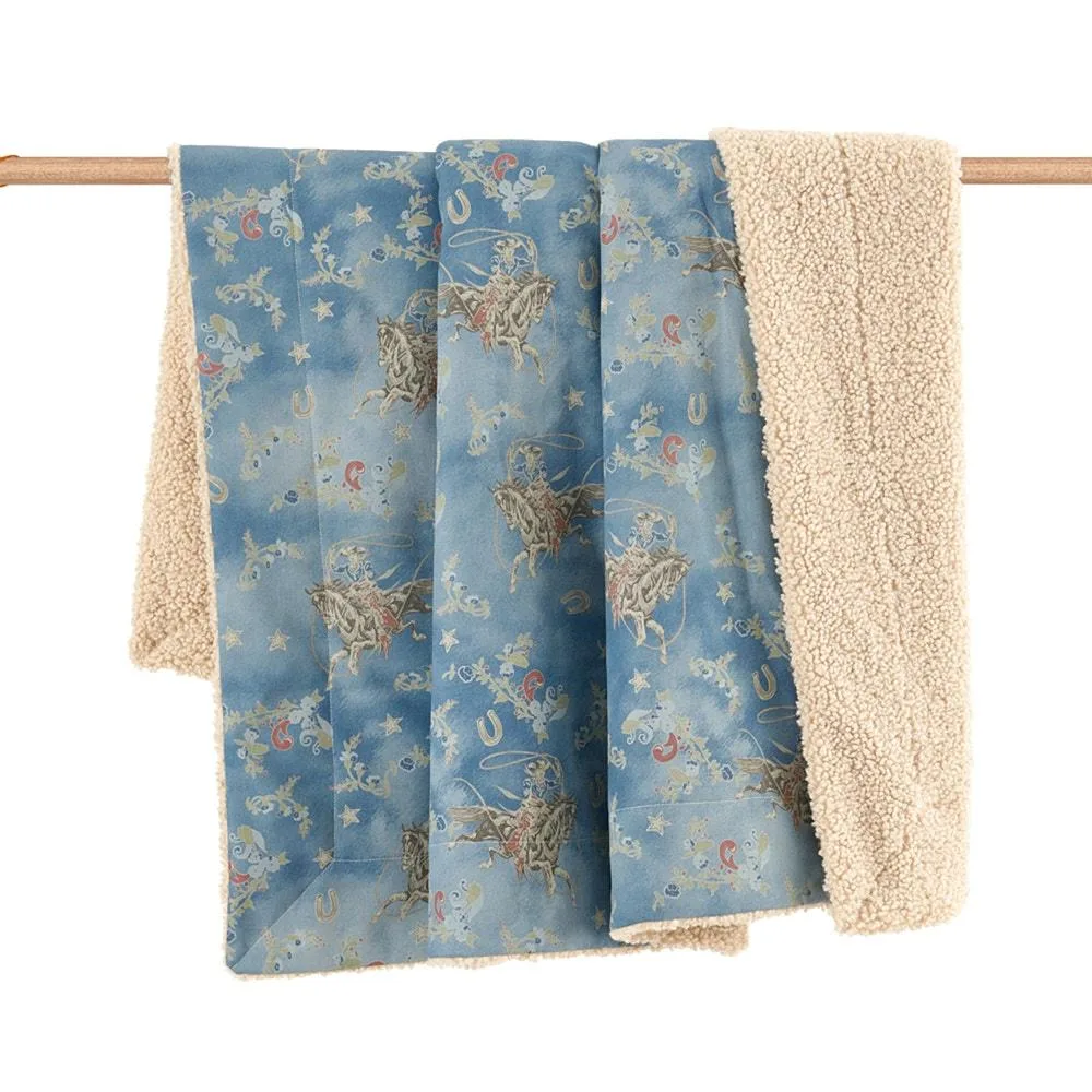 Hiend Accents Lee Western Washed Denim Teddy Backed Throw