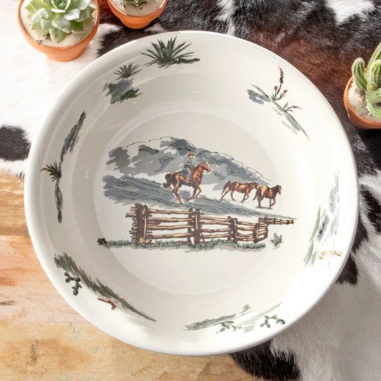 Hiend Accents Ranch Life in Color Ceramic Serving Bowl