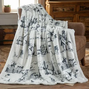 Hiend Accents Ranch Life Western Sherpa Throw Blanket