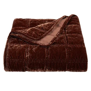 Hiend Accents Stella Faux Silk Velvet Copper Brown Throw