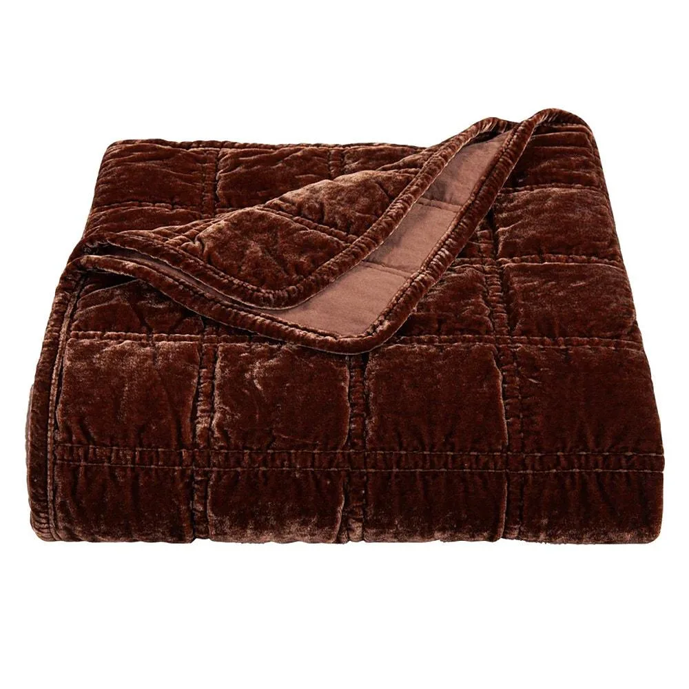 Hiend Accents Stella Faux Silk Velvet Copper Brown Throw