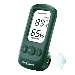 High Presicion Sensitive Digital Thermometer Hygrometer for Reptile Terraium Aquarium with High and Low Alarm Function 3-Sides Mounting