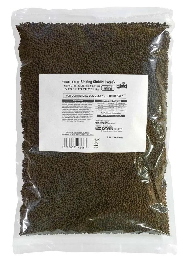 Hikari Cichlid Excel Sinking Pellets Fish Food 2.2 lb Mini 9 (DD)