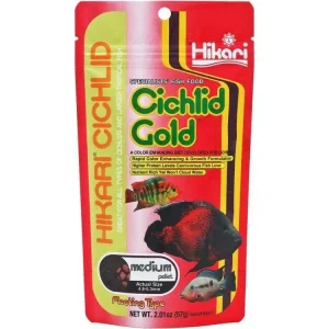 Hikari Cichlid Medium Gold Pellets Fish Food 2 oz