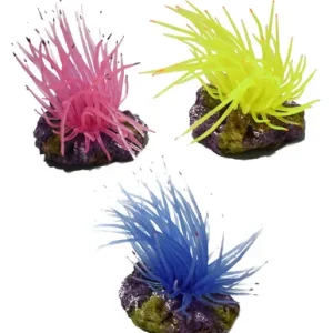 Hikari Resin Ornament Anemone on Rock 3 Pieces, Asst Colors