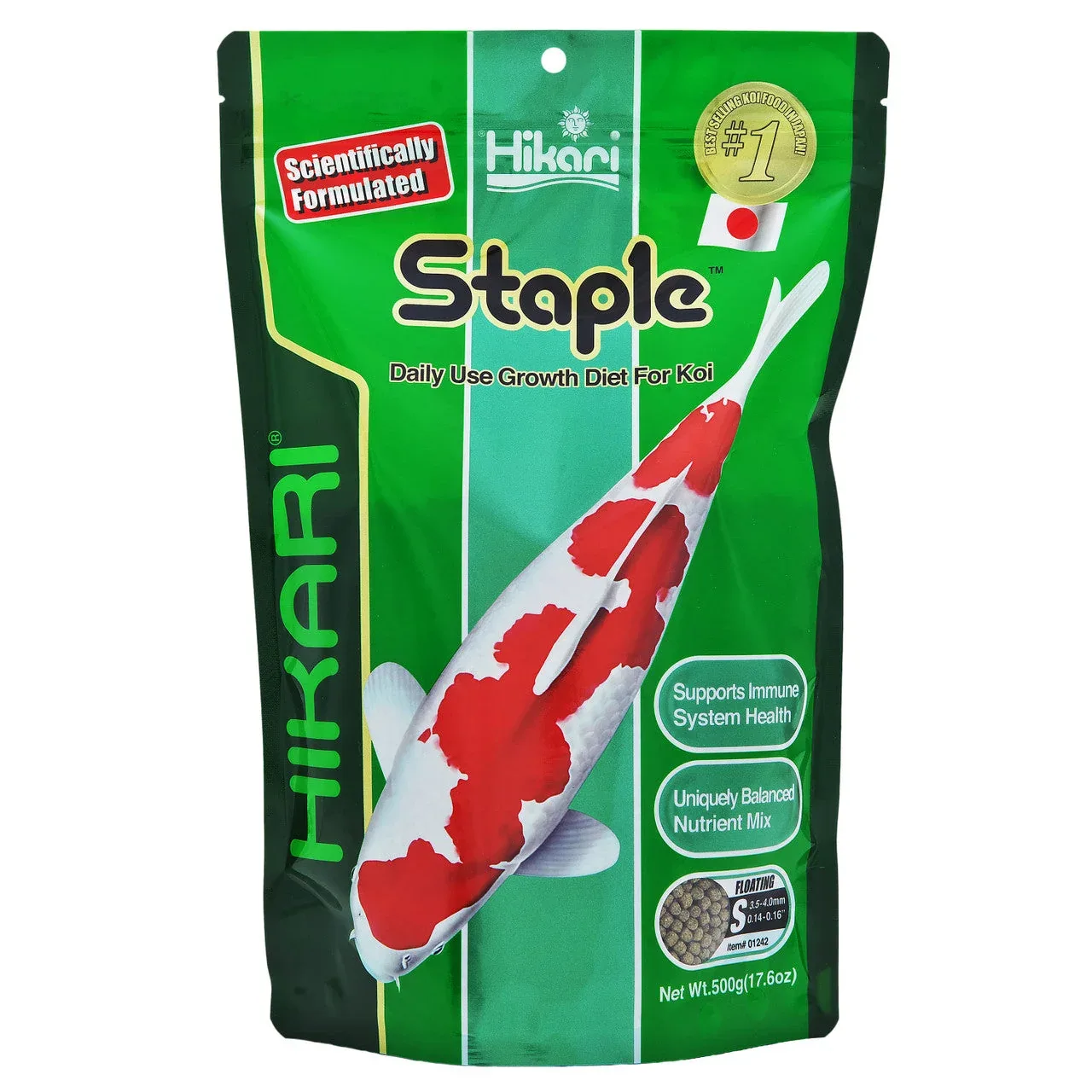 Hikari Staple Growth Formula Pellet Fish Food for Koi and Other Pond Fishes 17.6oz Mini