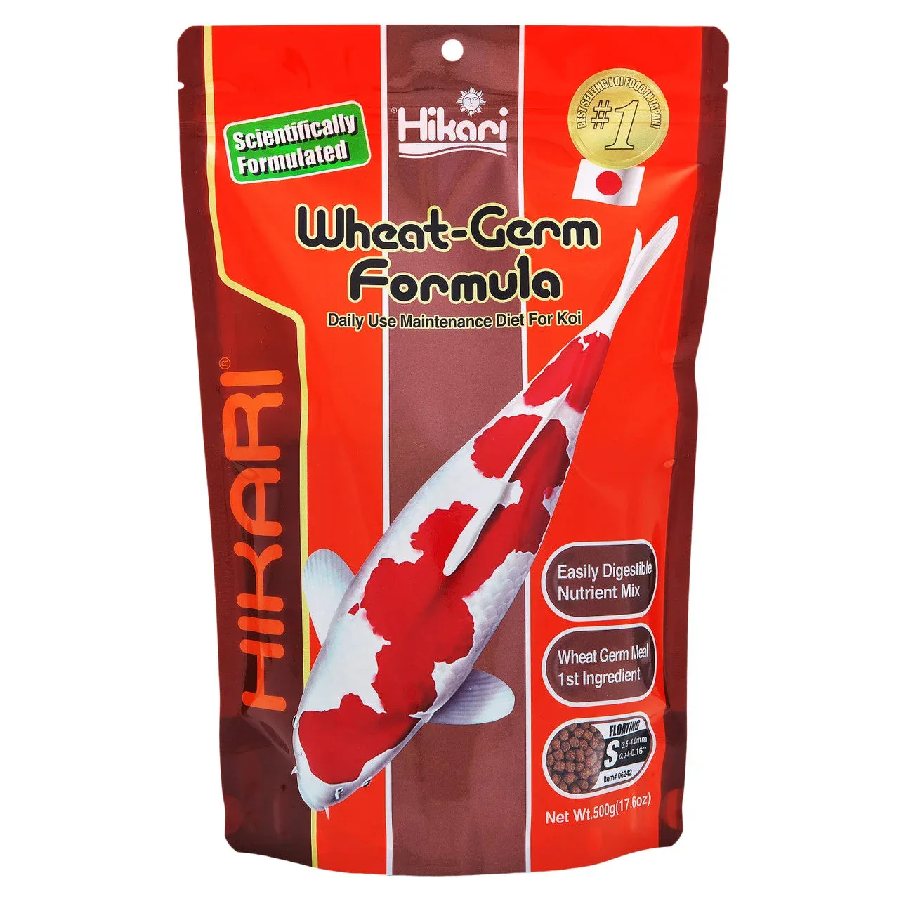Hikari Wheat-Germ Floating Pellet Fish Food for Koi, Goldfish and Other Pond Fishes 17.6oz Mini