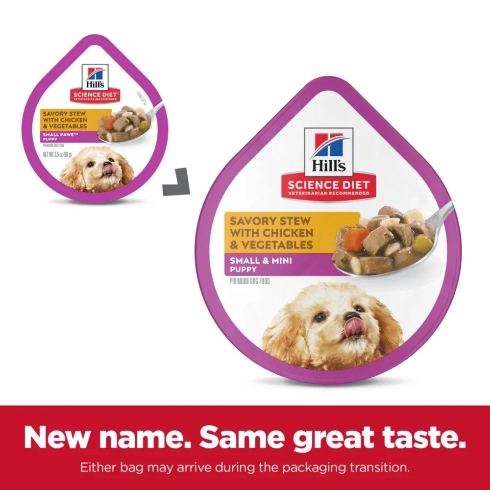 Hill's Science Diet Small & Toy Breed Puppy Savory Chicken & Vegetable Stew Dog Food Trays - Image 2