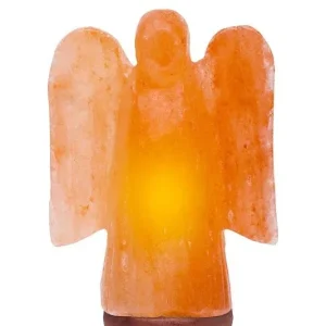 Himalayan Rock Salt Large Angel Lamp 7lbs Bk/Wh