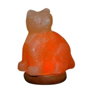 Himalayan Rock Salt Mini Cat Lamp 2lbs Bk/Wh