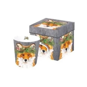 Holly Berry Fox Boxed Mug 13.5oz