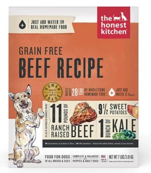 Honest Kitchen Dog Grain Free Beef 7lbs. Box.