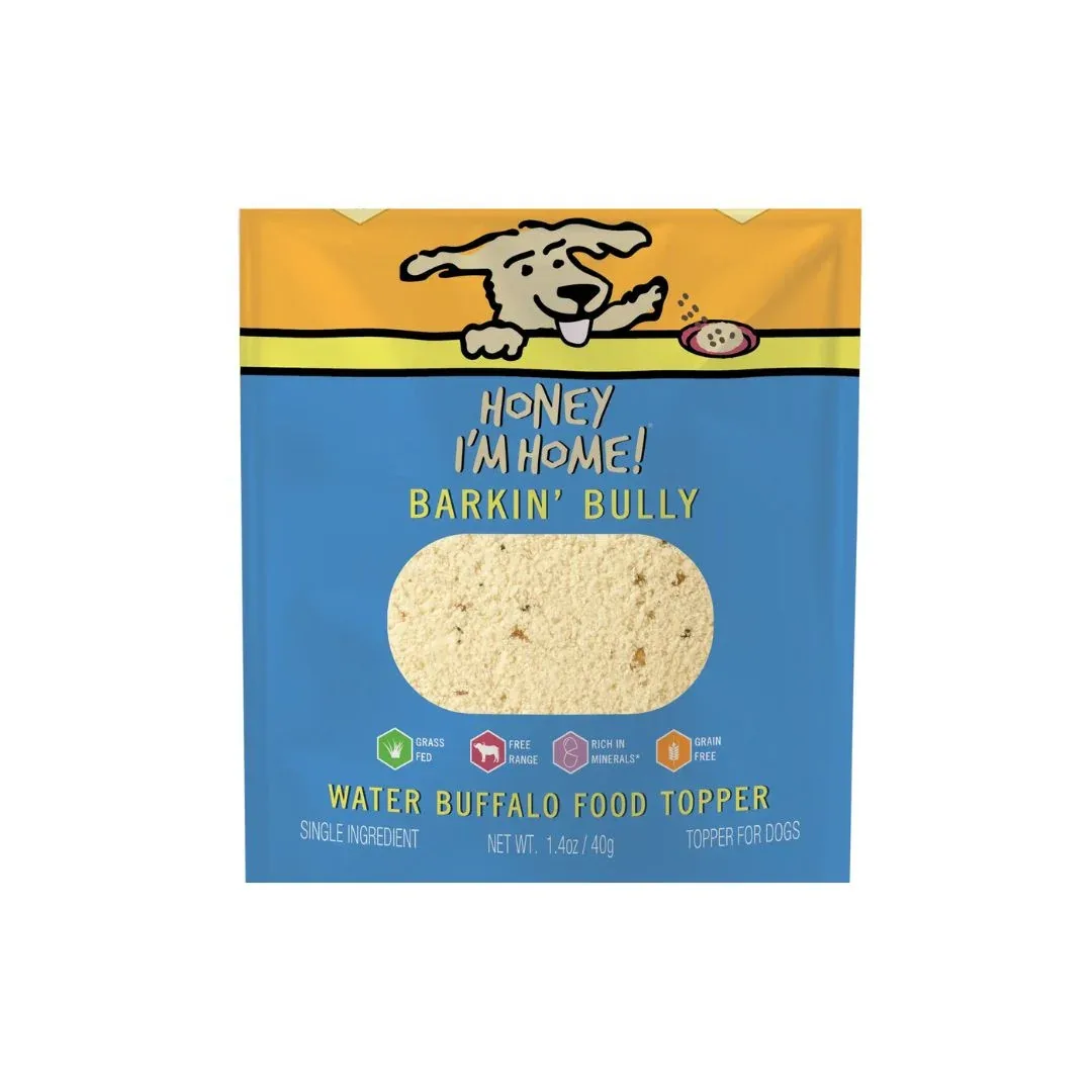 Honey I'm Home Dog Natural Water Buffalo Barkin' Bully Dog Food Topper