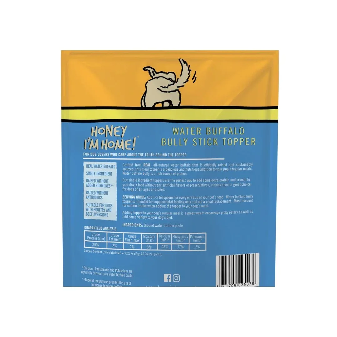 Honey I'm Home Dog Natural Water Buffalo Barkin' Bully Dog Food Topper - Image 2